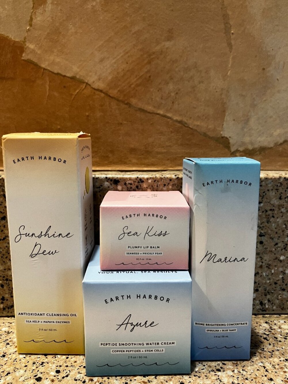 Earth Harbor Set of Cleansing Oil, Water Cream , Lip Balm, Brightening Serum ! B